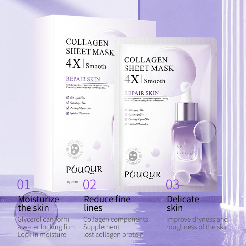 All-English Collagen/Niacinamide/Soothing Hydrating Facial Mask - Wholesale for Export