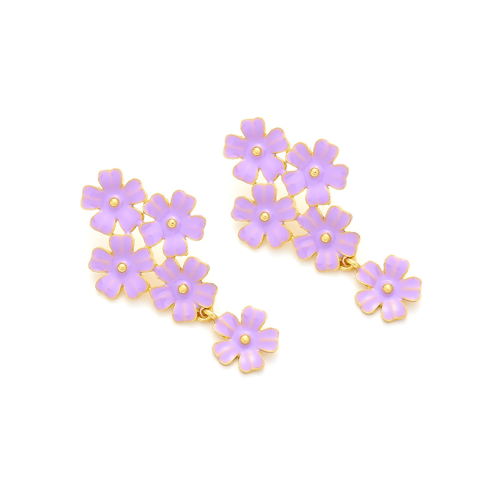 1 Pair Casual Sweet Flower Enamel Zinc Alloy Drop Earrings display picture 5