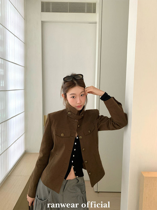 Ranwear 私服 东京故事 设计摩登翻领蜡感工艺外套百搭工装风夹克|undefined