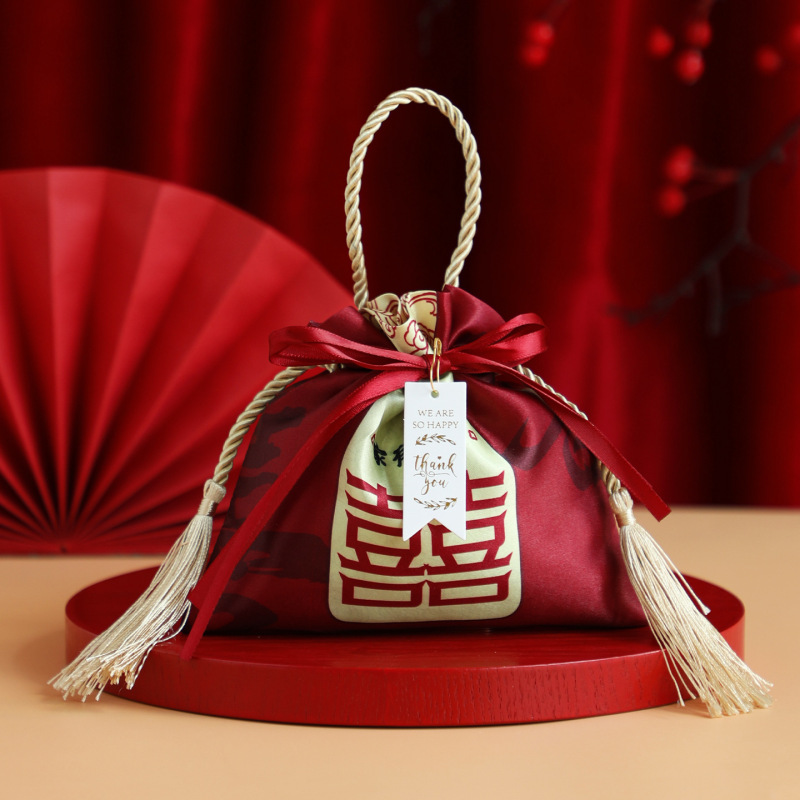 结婚喜糖袋子2025新款高级感婚礼订婚专用糖果布袋喜糖盒子免折叠|undefined