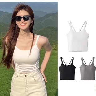 Celebrity style hot girl cross strap back vest with chest pad wrapped chest anti-exposure outer wear base tube top