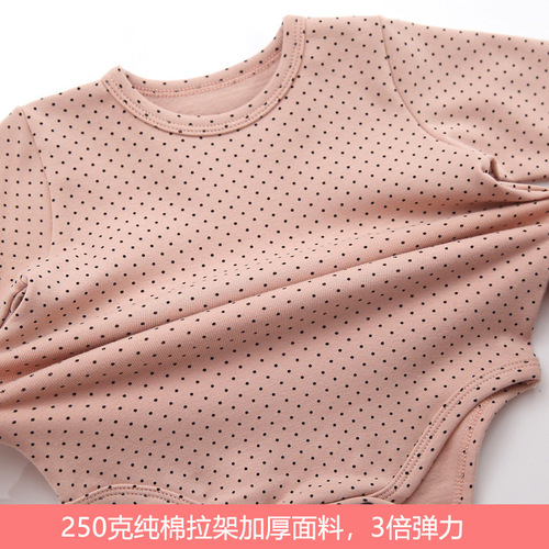 Newborn crawling clothes for men and women, European and American style cotton polka-dot long-sleeved trousers, infant and toddler split two-piece set