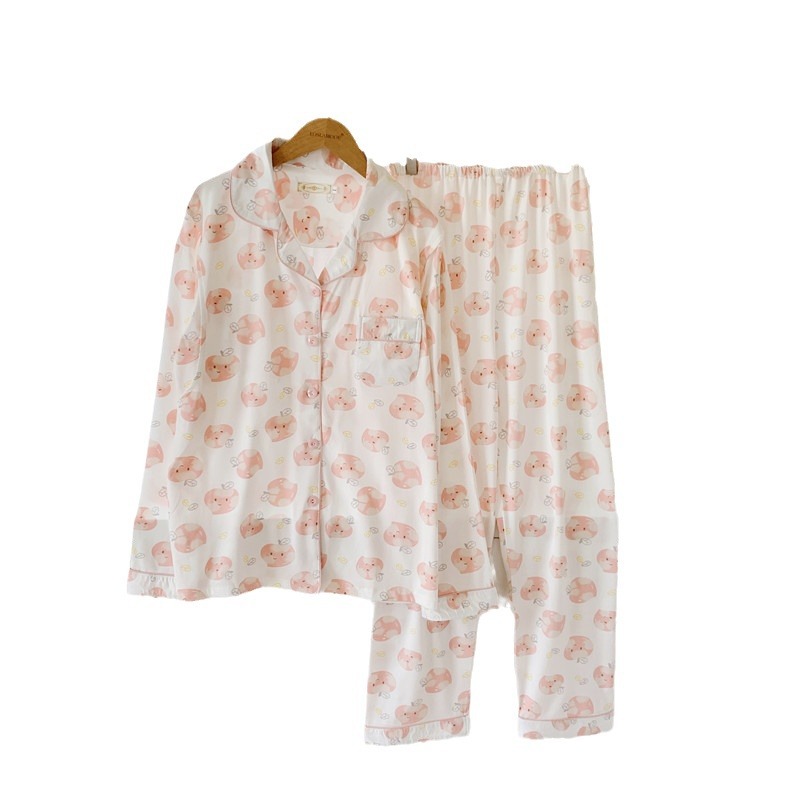 봄, 가을 여성용 잠옷, 가을, 겨울 여성용 긴팔 가디건, 가슴 패드가 달린 수갑, 플러스 사이즈 홈복 슈트, 여름