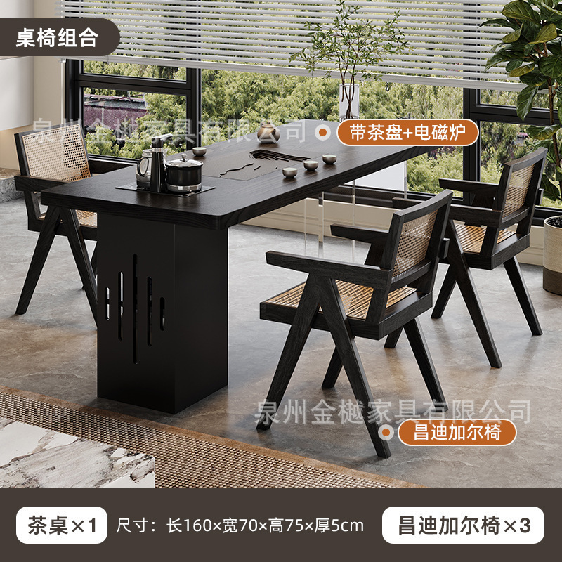 寂風実木ベランダ茶卓アクリル懸濁茶卓茶台湯たんぽ一体接客茶台|undefined