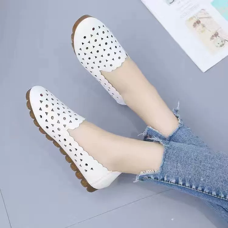 Женская обувь больших размеров, широкие ноги, толстые девушки 35-43, туфли с полыми отверстиями, сандалии на плоской подошве 41, летние туфли с мелким ртом и круглым носком 42