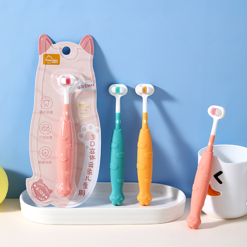 Children's cloud soft hair toothbrush single cat claw cartoon fine soft hair baby toothbrush manufacturers in stock wholesale