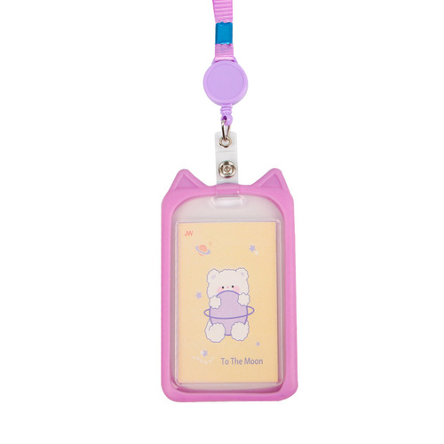 Ins style student card holder creative cute halter neck silicone campus badge transparent retractable rope ID holder wholesale