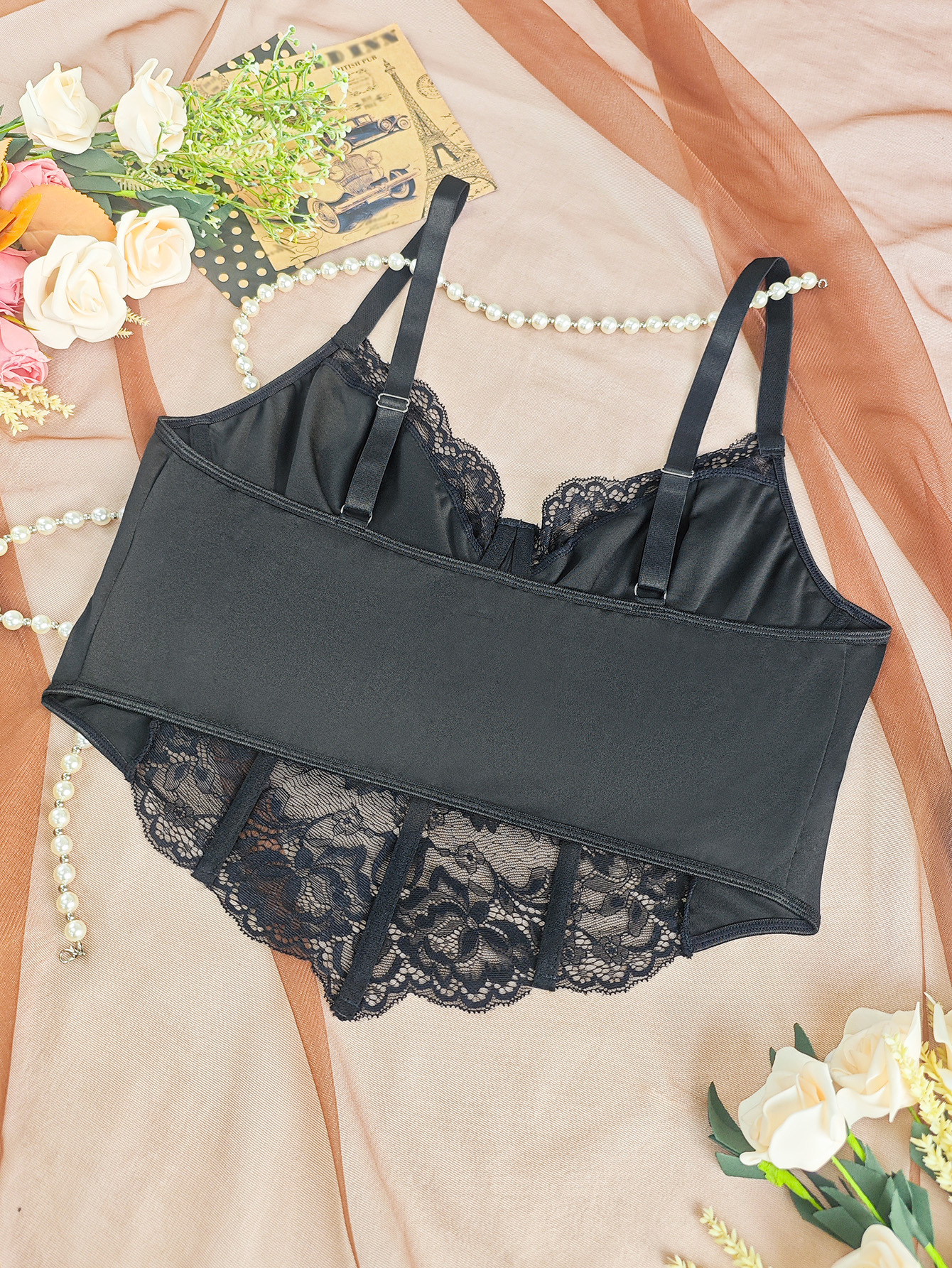 Plus Size Lace Underwire Bustier – Full Coverage Corset Bra For Women, Supportive & Elegant_voghion.com