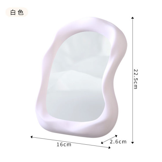 Cream Style Makeup Mirror Office Dormitory Adjustable Mirror Cute Irregular Dressing Mirror Desktop Princess Mirror