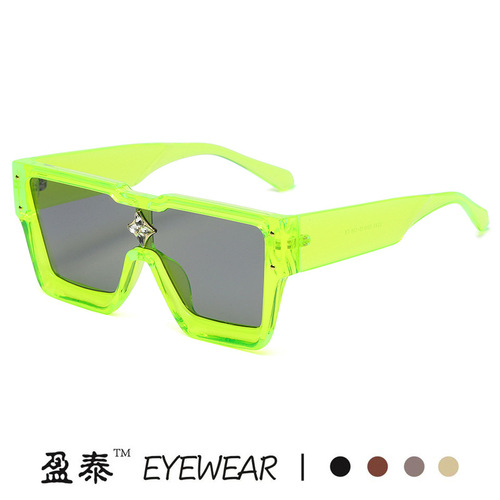 New millionaire sunglasses European and American personalized sunglasses for men cross-border one-piece square frame diamond flower sunglasses