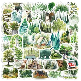 50 Cross-border Wild Forest Stickers L Camping Luggage Notebook Water Cup Computer Guitar Waterproof Stickers ins