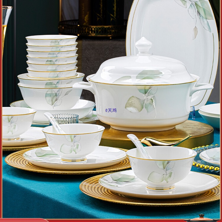 2025 High-Looking Dishware Set for Home Jingdezhen Chinese High-Temperature Ceramic Tableware Bowls and Chopsticks for Moving into a New Home