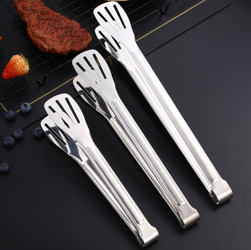 不鏽鋼食品夾三線夾面包夾自助餐煎鏟牛排夾燒烤防燙工具麻辣燙夾