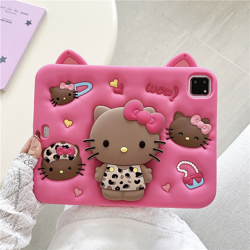 Rose Red Leopard Print Kitty Folding Stand iPad 10 Tablet Protective Case iPad A16 with Pen Slot Suitable for Air56
