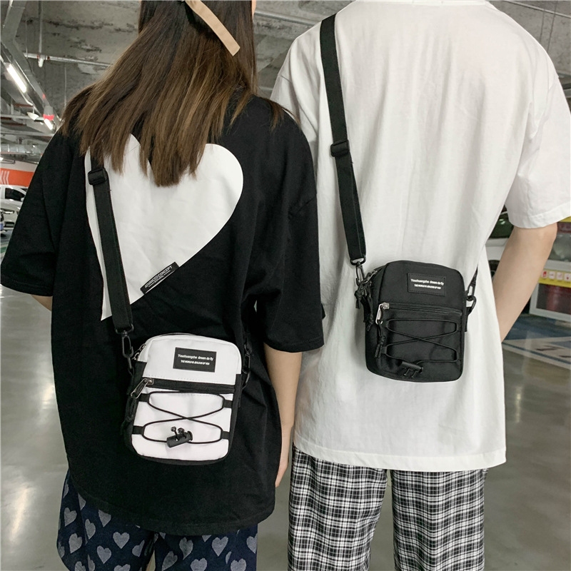 67g Weight Zipper Closure Type Single Shoulder Strap Strap Type Crossbody Bag Bags Type Nylon Material Letter Pattern Streetwear Style Square Shape Khaki, Light Grey, White, Black Color Small Size Small Nylon Letter Streetwear Square Zipper Crossbody Bag 52