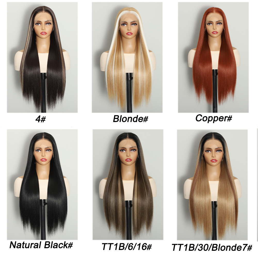 T parte delantera encaje tejido a mano fibra química recta cubierta de cabello 13 * 5 * 0.5in HD encaje transparente