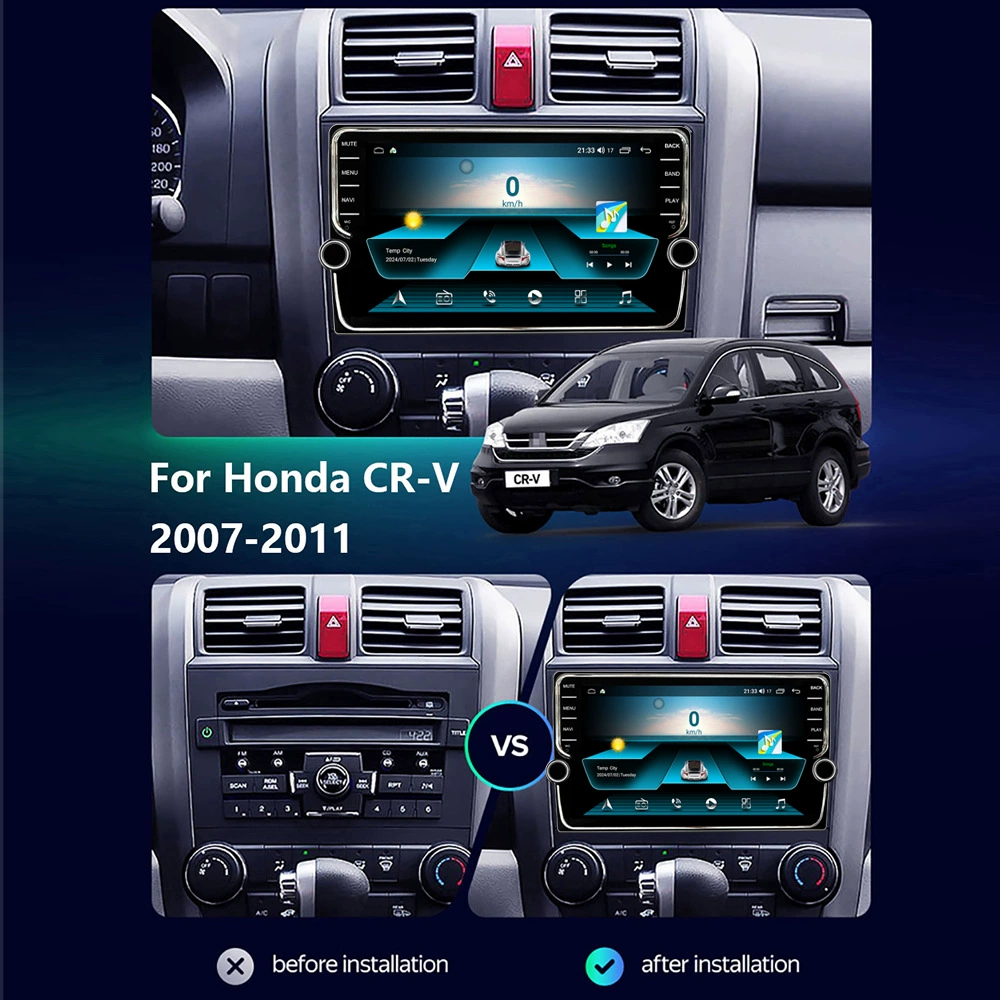 Средней приграничный набор для Honda CRV 2007-2011 Android экран большой размерKnob-машина CarPlay навигация