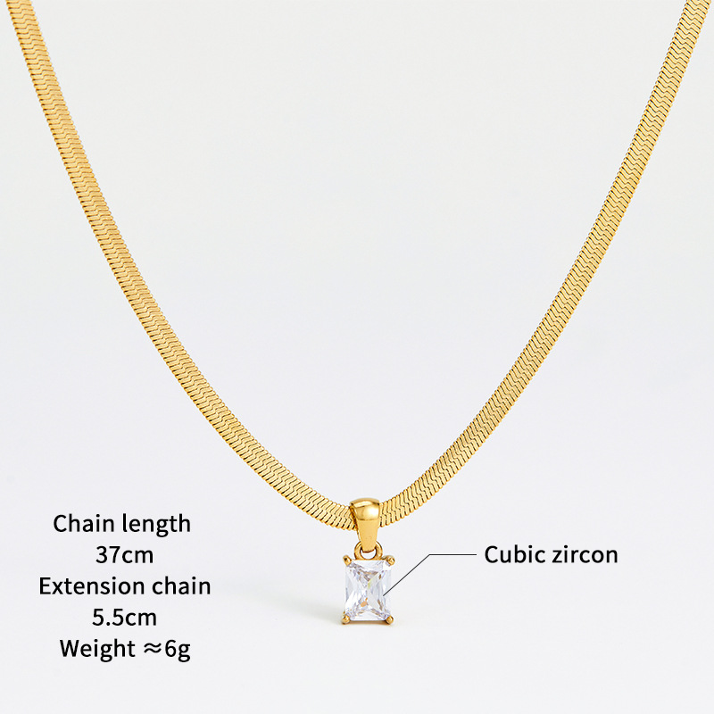 Fashion Square Stainless Steel Inlay Zircon Womenu0027S Earrings Necklace