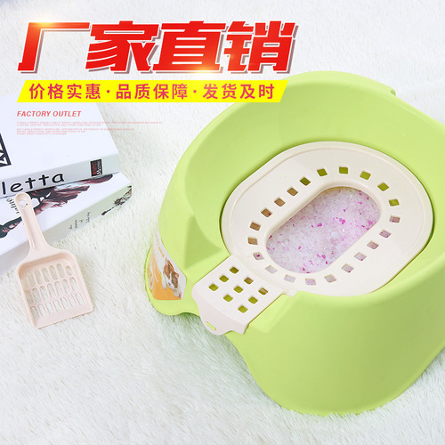 Cat squatting toilet litter box semi-enclosed open cat toilet anti-splash with cat litter scoop