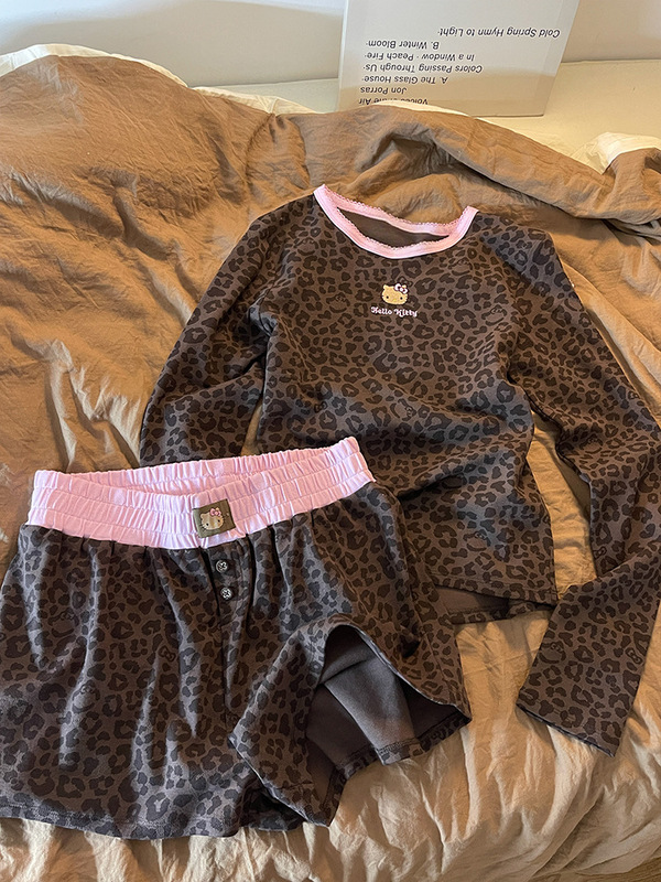 纯欲辣妹豹纹Hello Kitty吊带睡裙女夏季新款舒适外穿家居连衣裙|undefined