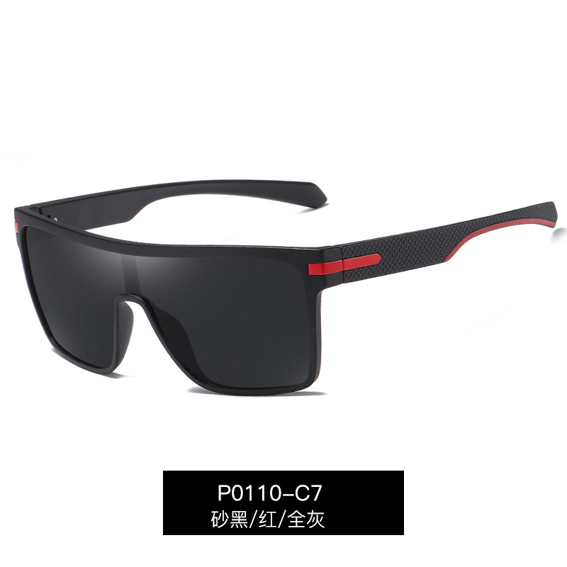 P0110 Cross-border Personalized Siamese Large Frame Sunglasses Men's Trendy Driving Polarized Sunglasses Factory Spot