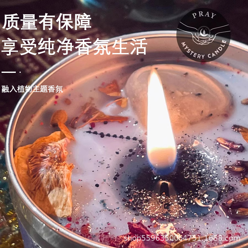 Flores secas incienso adornos de cera de cera de soja de alta calidad mujer lata de hierro perfume regalo de mano caja de regalo de aceite esencial vegetal al por mayor