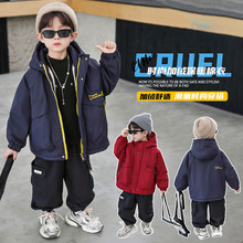 男童冬装绣花兔毛派克服2025冬季新款儿童帅气加厚潮款棉衣中小童