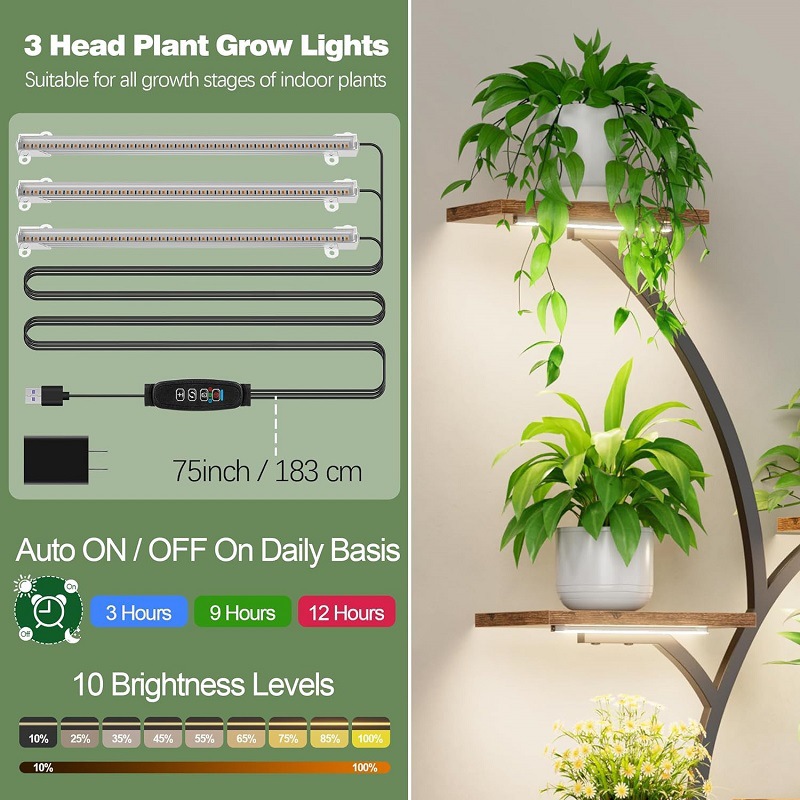 LED planta de crecimiento lámpara de luz de suministro de luz USB temporización inteligente atenuación solar de espectro completo estante de flores fábrica de lámparas de plantas