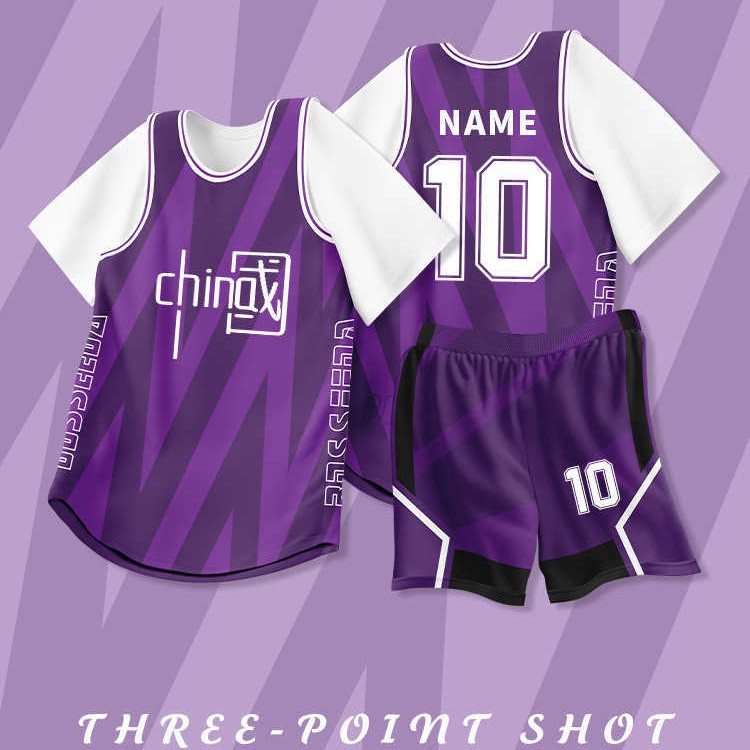 Boys and Girls Basketball Clothes suit Jersey Women's American Game Training Clothes Students Fake Two-Piece Short-Sleeved Class Clothes Printing Number