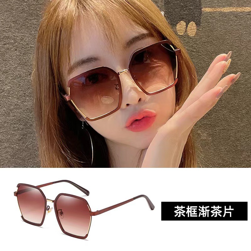 Gafas de sol cuadradas de montura grande de moda ins anti-ultravioleta de alta definición, gafas de sol de color degradado de verano