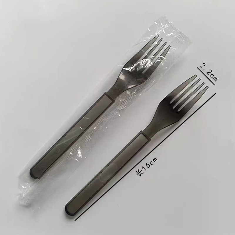 Ensalada de bistec occidental gruesa de mango largo desechable, cuchillo y tenedor para llevar, té con leche grueso, postre, cuchara de sopa, paquete independiente