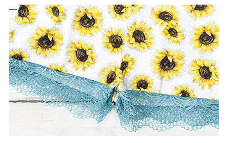 women s sunflower print lace trim two-piece pajamas nihaostyles clothing wholesale NSMDS76967