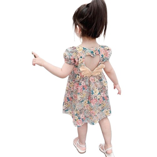 Baby girl floral dress 2025 new girl's online celebrity foreign style princess dress girls summer dress Korean cotton