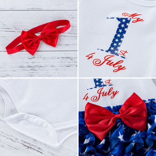 Cross-border  New US Independence Day Baby Clothing Cartoon Letter Halter Top Star PP Pants Set Wholesale