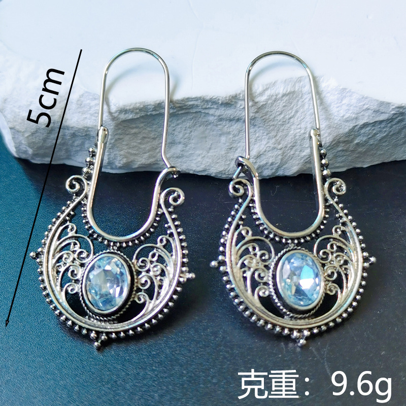 Yunjin Venta caliente europea y americana Bohemia retro pendientes huecos en forma de gota pendientes de plata antiguos transfronterizos exclusivos