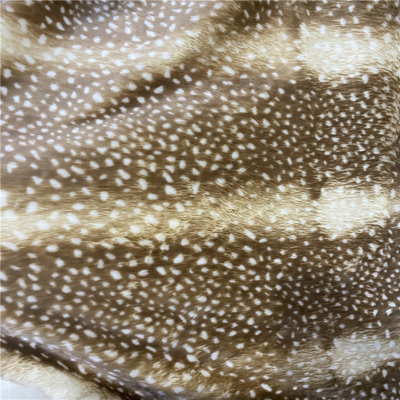 现货 精品仿兔毛印鹿点鹿纹印花 圆点鹿纹服装箱包鞋材毛绒面料
