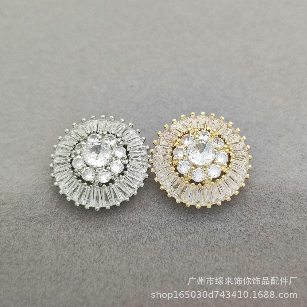 Round full-diamond zircon accessories buttons
