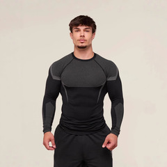ジム新しい筋肉フィットネススポーツランニング長袖 Tシャツタイトな通気性弾性バスケットボールトレーニングプリントトップ
