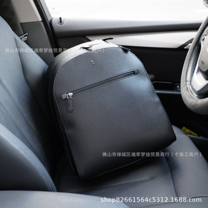 Wanbaojia Men's Backpack Travel Bag Large Bag Superfiber Leather Cross Pattern Simple and Stylish Men's Bag