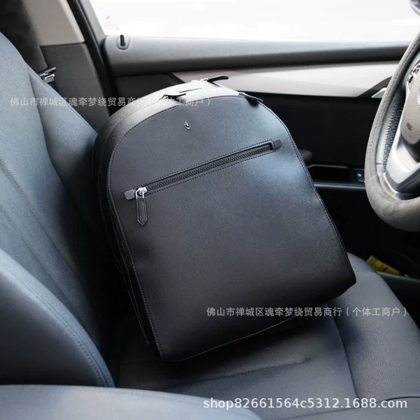 Wanbaojia Men's Backpack Travel Bag Large Bag Superfiber Leather Cross Pattern Simple and Stylish Men's Bag