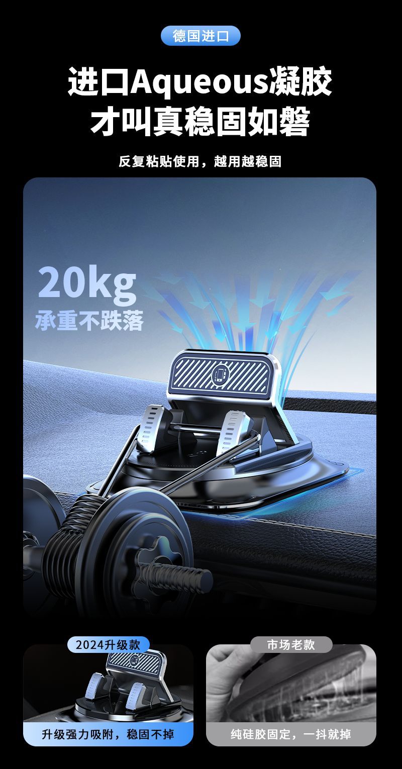 Car-Mounted 360-Degree Rotating Mobile Phone Holder, Dashboard Suction Cup Navigation Stand, Stable and Non-Slip Bracket