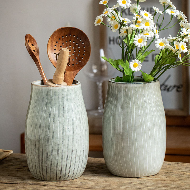 Nais vintage gran vaso de estómago de cerámica de alto valor facial adornamiento de almacenamiento residencial características de flores de exportación transfronteriza vasos de flores