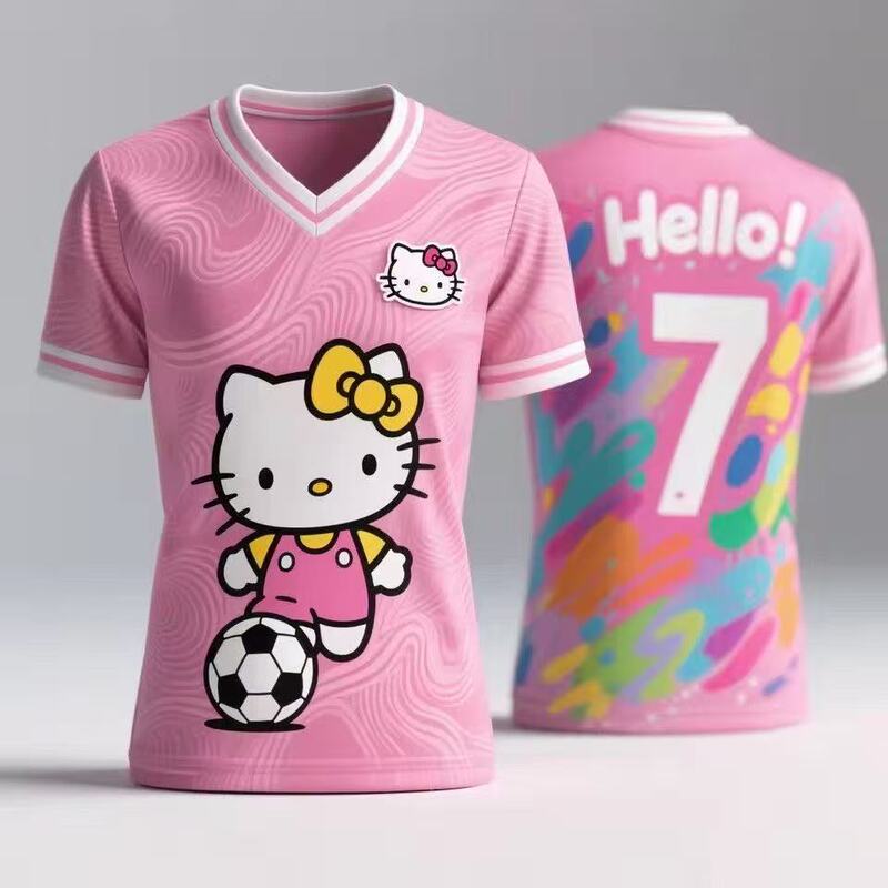 26 New Football T-Shirts, Outdoor Sportswear, 3D Printed Hellokitty Football Uniforms, Breathable and Quick-Drying, Direct from the Factory 26 New Football T-Shirts, Outdoor Sportswear, 3D Printed Hellokitty Football Uniforms, Breathable and Quick-Drying, Direct from the Factory