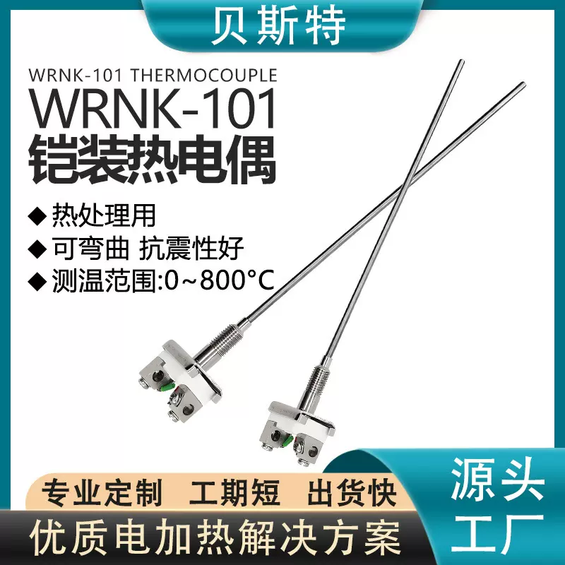 贝斯特铠装热电偶 WRNK-101热电阻温度传感器K型测温简易式热电偶