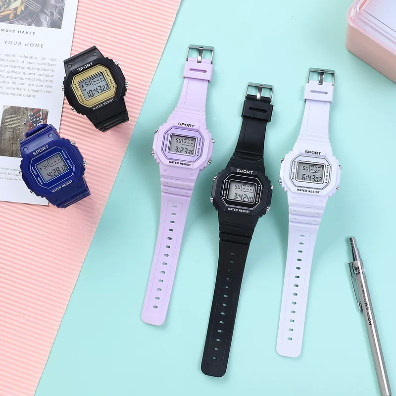 Часы Macaron Girl INS Harajuku Celestial Sports Elementary School Primary School Primary Schools Simple and Waterproof Electronic Watch