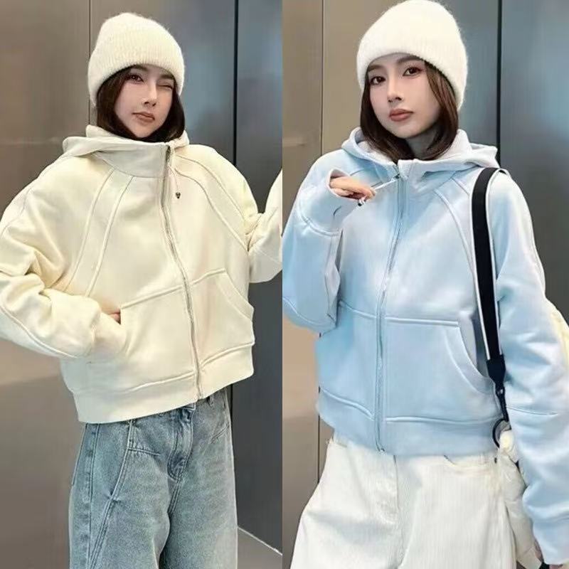 Short Hooded Sweatshirt Jacket for Women Spring & Fall New Loose Thin Oversize Lazy Style Cardigan Versatile Top Short Hooded Sweatshirt Jacket for Women Spring & Fall New Loose Thin Oversize Lazy Style Cardigan Versatile Top
