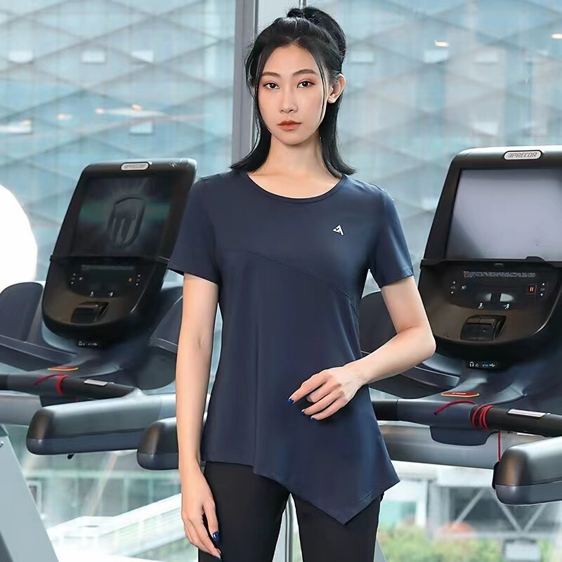 Yoga suit chubby girl plus size 100.00kg Loose Sports Summer Outdoor Women's Gym Running Quick-drying Hip Covering T-shirt