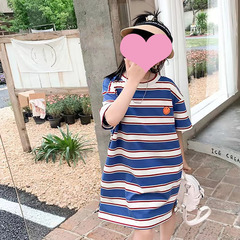 童裝女童連衣裙夏季2024新款洋氣大童薄款t恤裙夏款兒童夏裝裙子