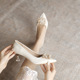 Wedding shoes, Xiuhe wedding dress, two pairs of bride's shoes, not tiring feet, red high heels, women's spring and autumn thin heels, pointed middle heels