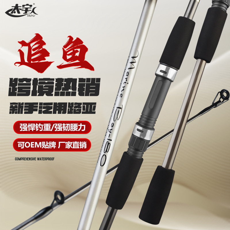 威海 玻纖1.8米路亞竿超輕M調直柄槍柄玻璃鋼海竿拋竿釣魚杆批發